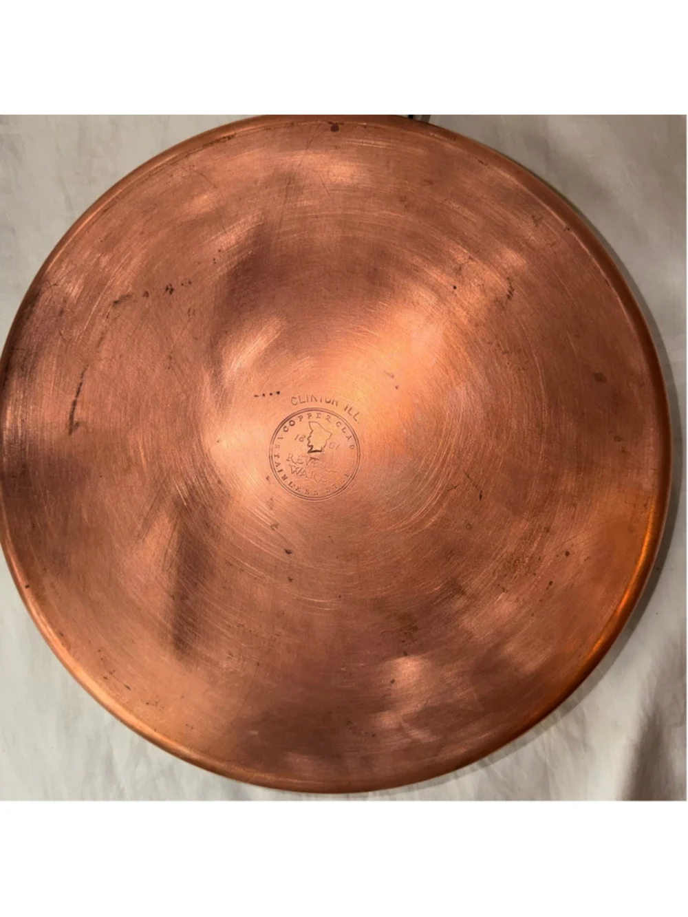Vintage HTF Revere Ware Neptune 12” Copper Bottom Frying Pan Seahorse Handle